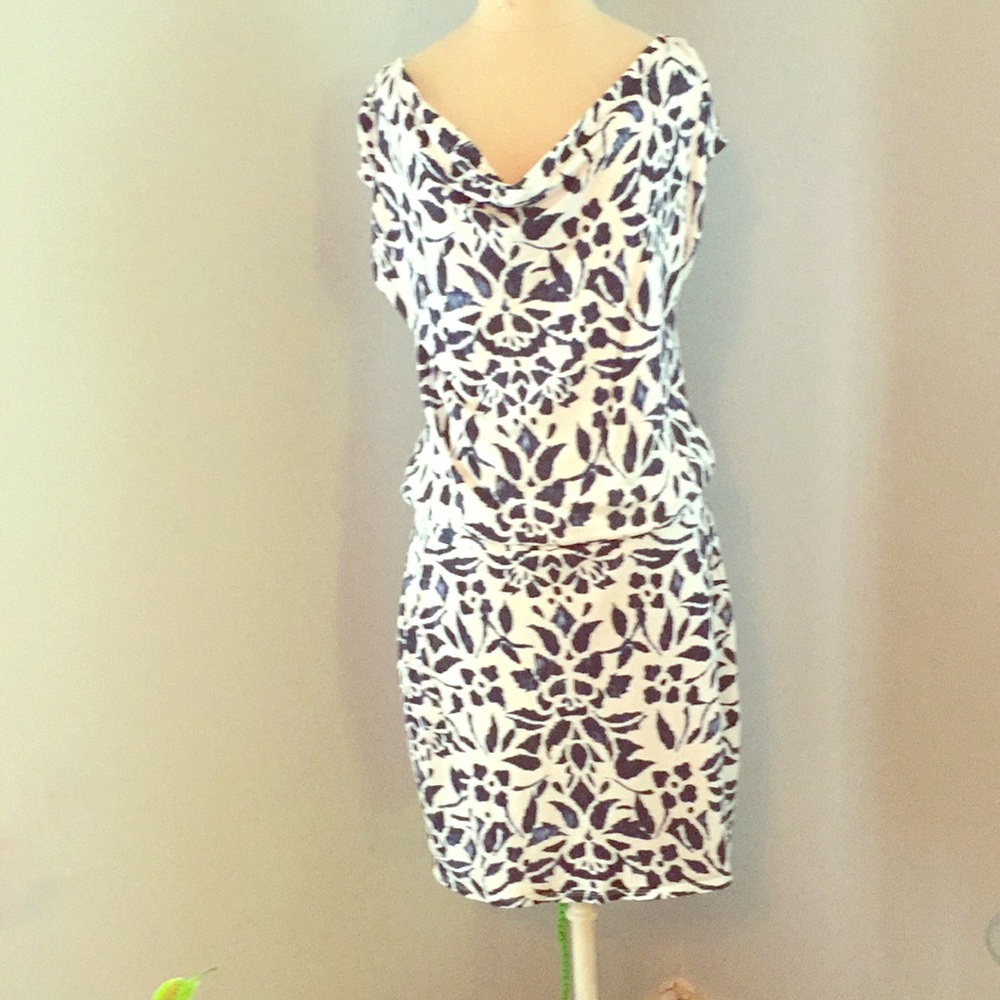 Ann Taylor blue and white short sleeved dress